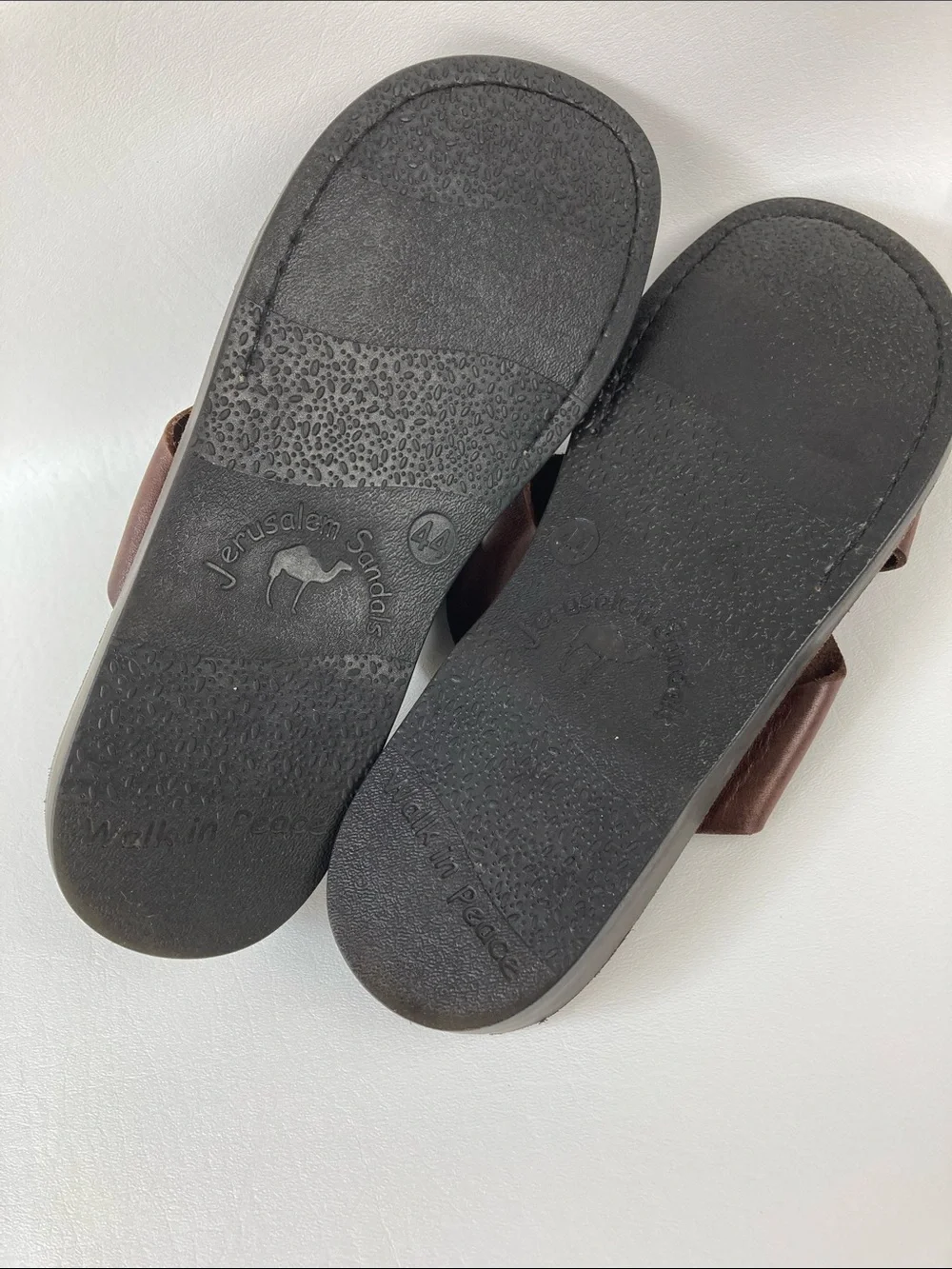 Jerusalem Sandals Men's Brown Leather Cross-Strap Sandals, Size EU44 / 11